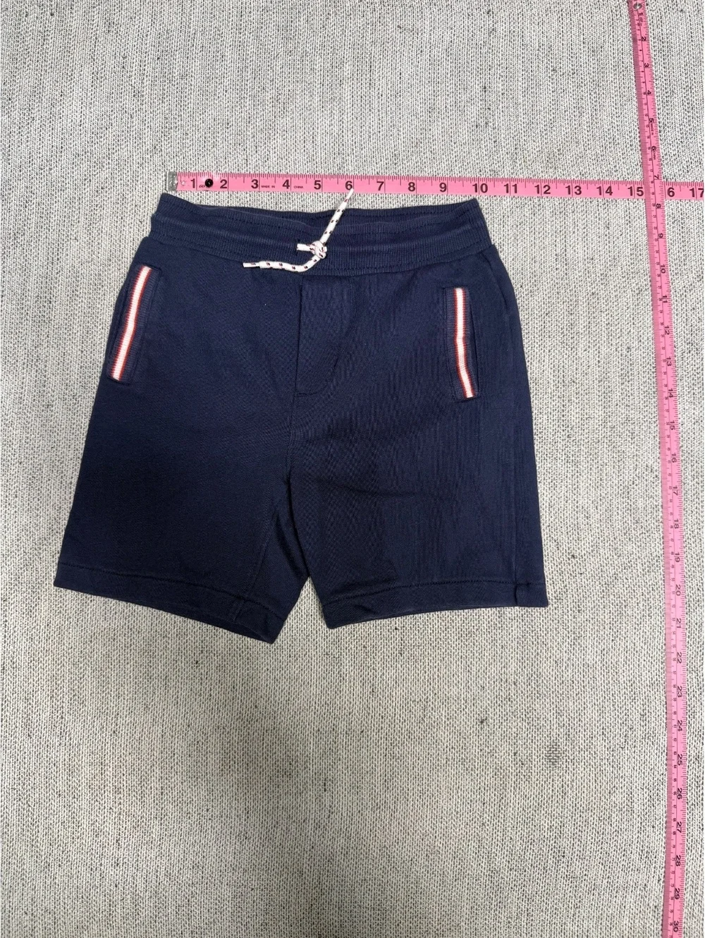 Janie and Jack Girls Navy Pull-On Knit Shorts Pink Trim 6